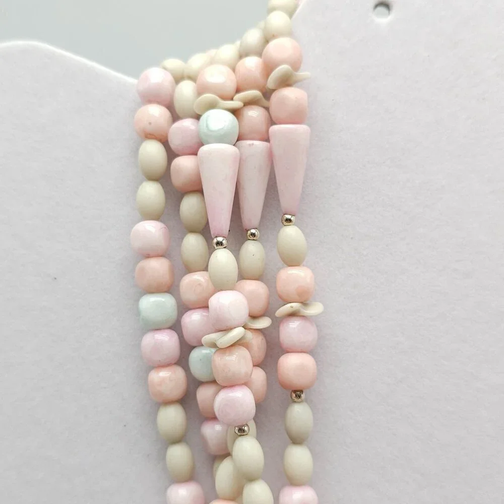 Vintage NOS Multi Strand Pastel Lucite Beaded Necklace 19